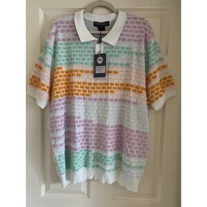 Prestige Original Men's CMK-399 Raised Brick Pattern Knit Polo XL NWT Retro NWT